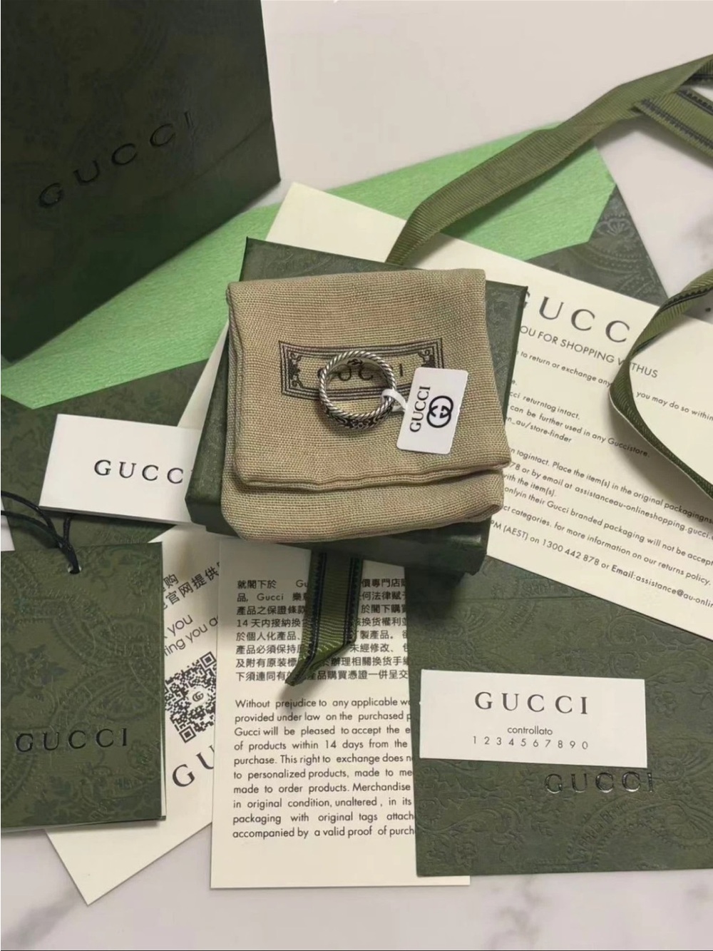 Authentic Gucci Silver Flower & Rope Ring - Picture 2 of 8